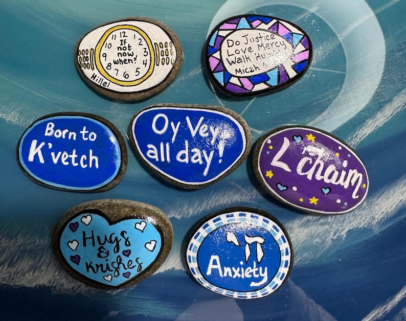Jewish Rocks, Rosh Hashanah Rocks, Unique Rocks, Gift Rocks, Colorful ...