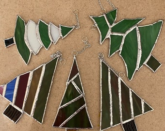 Christmas Suncatcher ornaments. Stained Glass. Handmade Holiday Ornaments.