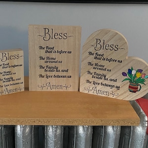 Home Blessing Freestanding Block, Bless the food that is before us, Christian Shelf Sitter, Dining Room Decor, God Bless Our Home