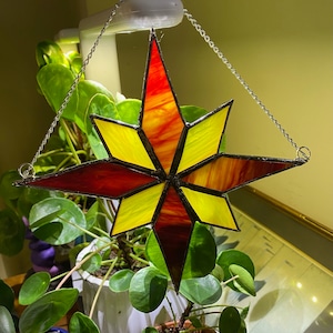 Stained Glass Bethlehem Star Suncatcher, Tree Ornament, Christmas Decoration, Window Dressing, Window Hanging, Ornament, Sympathy Gift