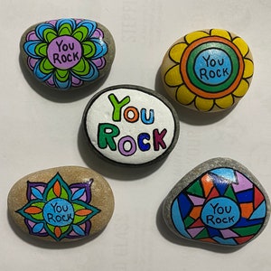 You Rock Rocks / Rock Star / Thank You Gift /Staff Appreciation Rocks / Uplifting / Vivid Colors / Stocking Stuffers / Fun