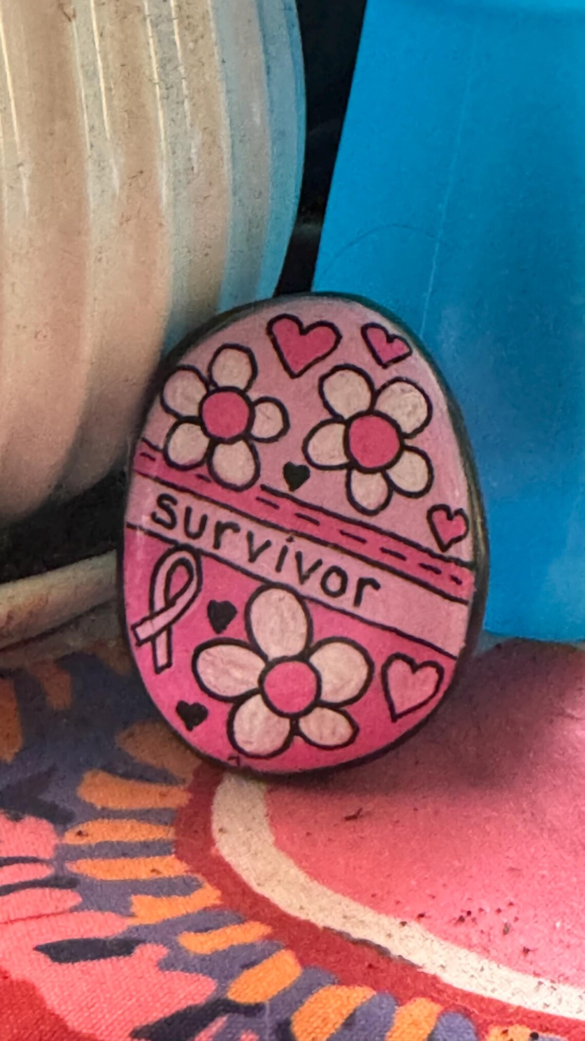 Breast Cancer Survivor Painted Rock – 2.5” Inspirational Gift - Etsy