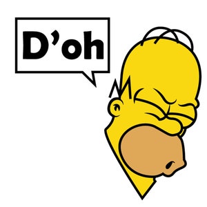 Homer Simpson D'oh face Cutting file for Silhouette Cameo, .svg and .png, Craft designe, digital image 1
