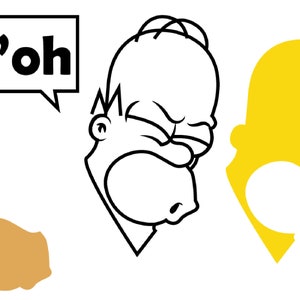 Homer Simpson D'oh face Cutting file for Silhouette Cameo, .svg and .png, Craft designe, digital image 2