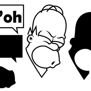 Homer Simpson D'oh face Cutting file for Silhouette Cameo, .svg and .png, Craft designe, digital image 3