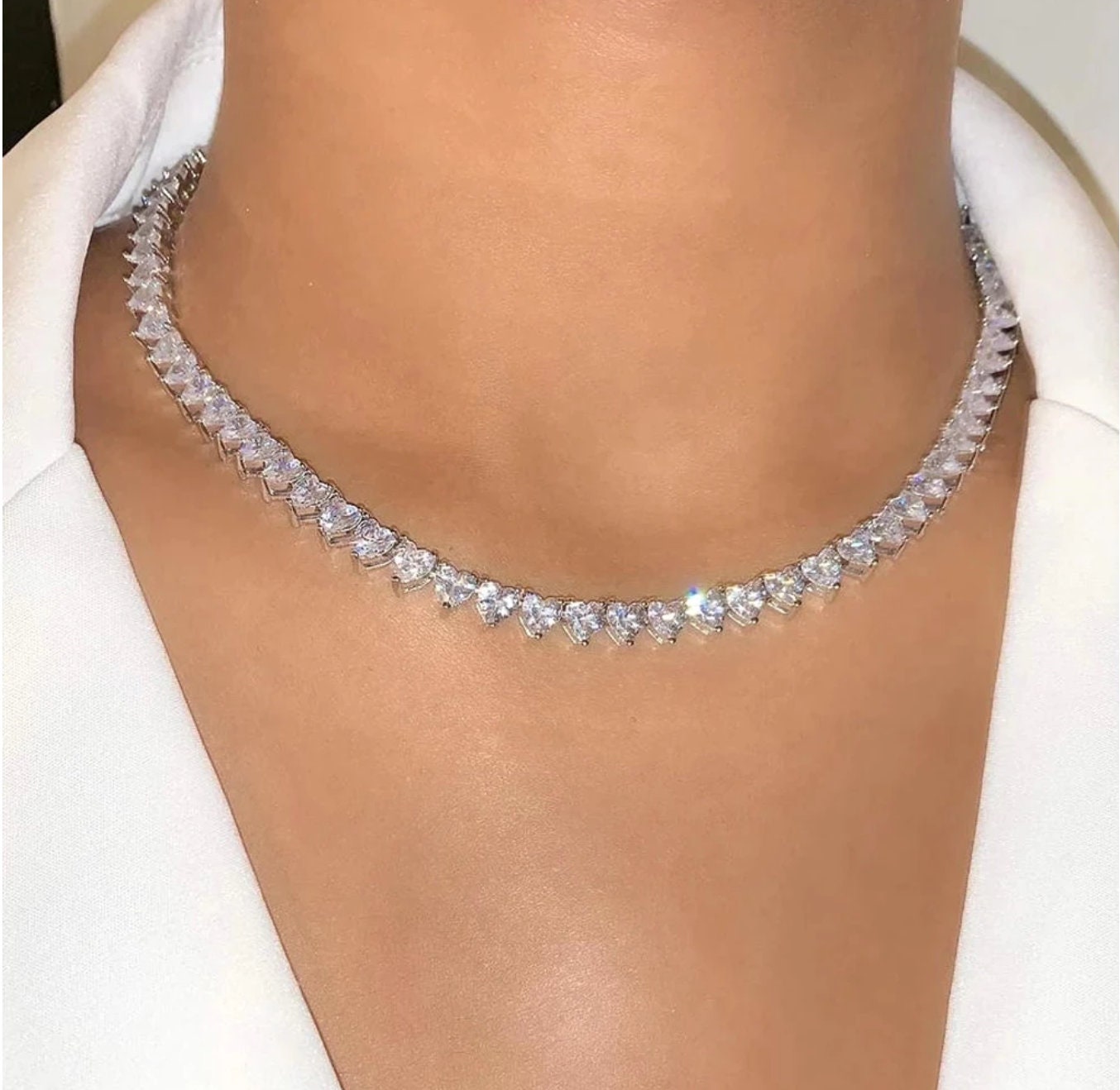 Eternity Heart Diamond Necklace-brilliant Moissanite Diamonds - Etsy