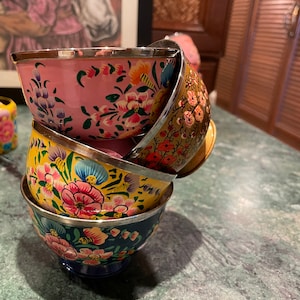 Hand painted steel pots made in Kashmir