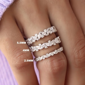 Marquise Lab Grown Diamond Band Half Eternity Wedding Band Lab Diamond Vintage Band Stacking Ring Art Deco Matching Band Anniversary Gift