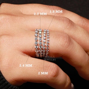 Lab Diamond Wedding Band Womens Full Eternity Band Single Prong Stackable Ring Floating Bubble Band Minimalist Lab Grown Diamond Band