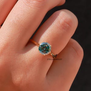1.5 CT Portuguese Cut Cyan Blue Moissanite Ring Solitaire Engagement Ring Portuguese Cut Ring Anniversary Gift Tulip Setting Promise Ring