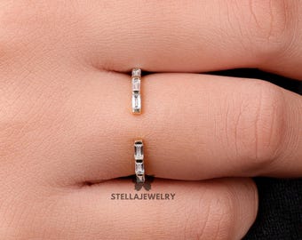 Minimalist Open Gap Wedding Band Baguette Diamond Cuff Ring Baguette Cut Wedding Bands Moissanite Space Band Matching Band Open Spacer Ring