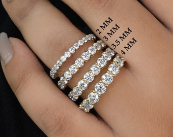 Moissanite Eternity Band 14K Gold Stacking Ring Women Wedding Band Shared Prong Full Eternity Band Simple Promise Ring Anniversary Ring