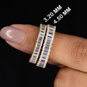 Baguette Moissanite Wedding Band Womens Half Eternity Band 14K Gold Stacking Anniversary Ring Baguette Diamond Ring Matching Promise Ring