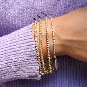 Diamant Tennis Armband 14K Gold Minimalist Armband Lab Grown Diamant Tennis Armband Zierliches Armband Tennis Womens Bezel Set Armband
