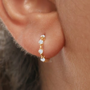 Huggie Hoop Earrings Lab Grown Diamond Earrings 14K Gold Hoops Small Hoops Dainty Earrings Helix Hoop Minimalist Earrings Cartilage Hoop