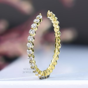 Offener Ehering Farbloser Moissanit Offener Ehering Bubble Prong Set Ring Diamant-Verlobungsring Einzigartiger 14k Goldring Zierliches BandGeschenk