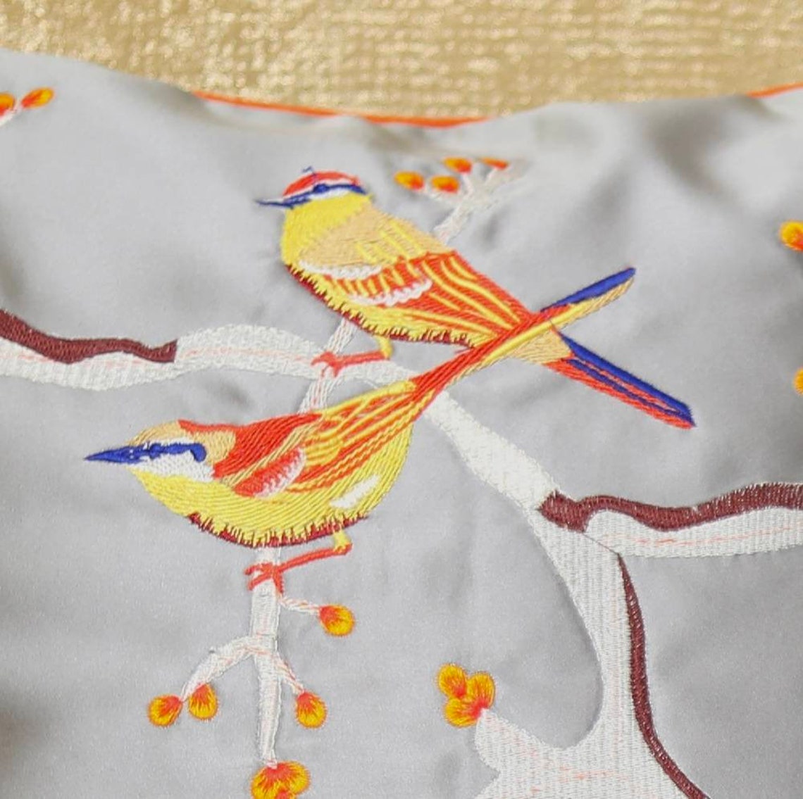 Bird Pillow Cover embroidery gray cushion cover throw Etsy