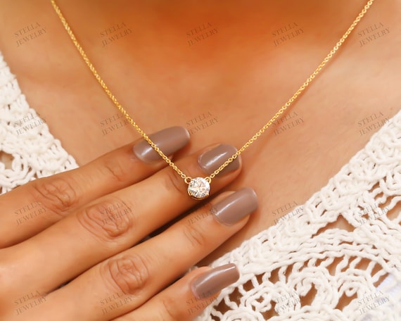 Collana Donna Con Moissanite - Gioiello In Argento Sterling 925, Pietra Centrale Brillante, Regalo Elegante