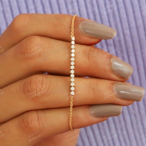 Minimalist Bracelet VVS Round Moissanite Bracelet Delicate Women&#39;s Bracelet Layering Bracelet Half Tennis Bracelet Stackable Gold Bracelet
