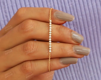 Minimalist Bracelet VVS Round Moissanite Bracelet Delicate Women&#39;s Bracelet Layering Bracelet Half Tennis Bracelet Stackable Gold Bracelet