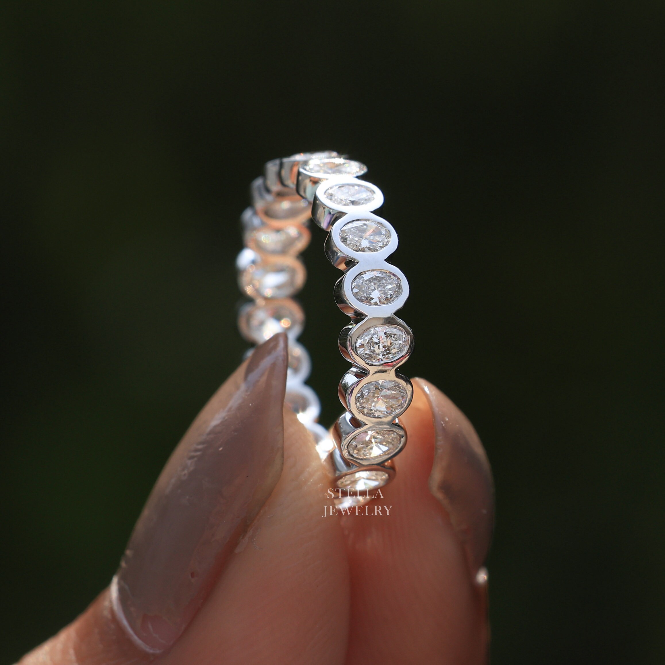 Buy Oval Moissanite Wedding Band Oval Eternity Band Full Eternity