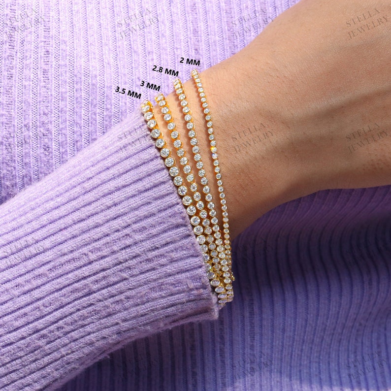 10K Gold Moissanite Tennis Bracelet Dainty Bracelet Tennis Minimalist Bracelet Thin Gold Bracelet Women Moissanite Bracelet Diamond Bracelet image 1