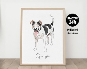 Minimal Pet Watercolor Pet Portrait, Pet Memorial Gift, Dog Painting, Watercolor Illustration, Dog Portraits from Photos, Pet Loss Gift