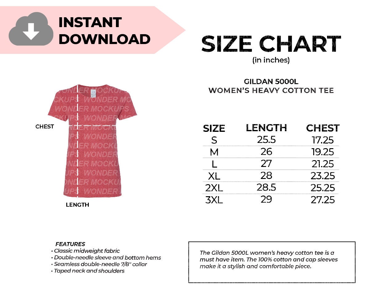 gildan g500 size chart