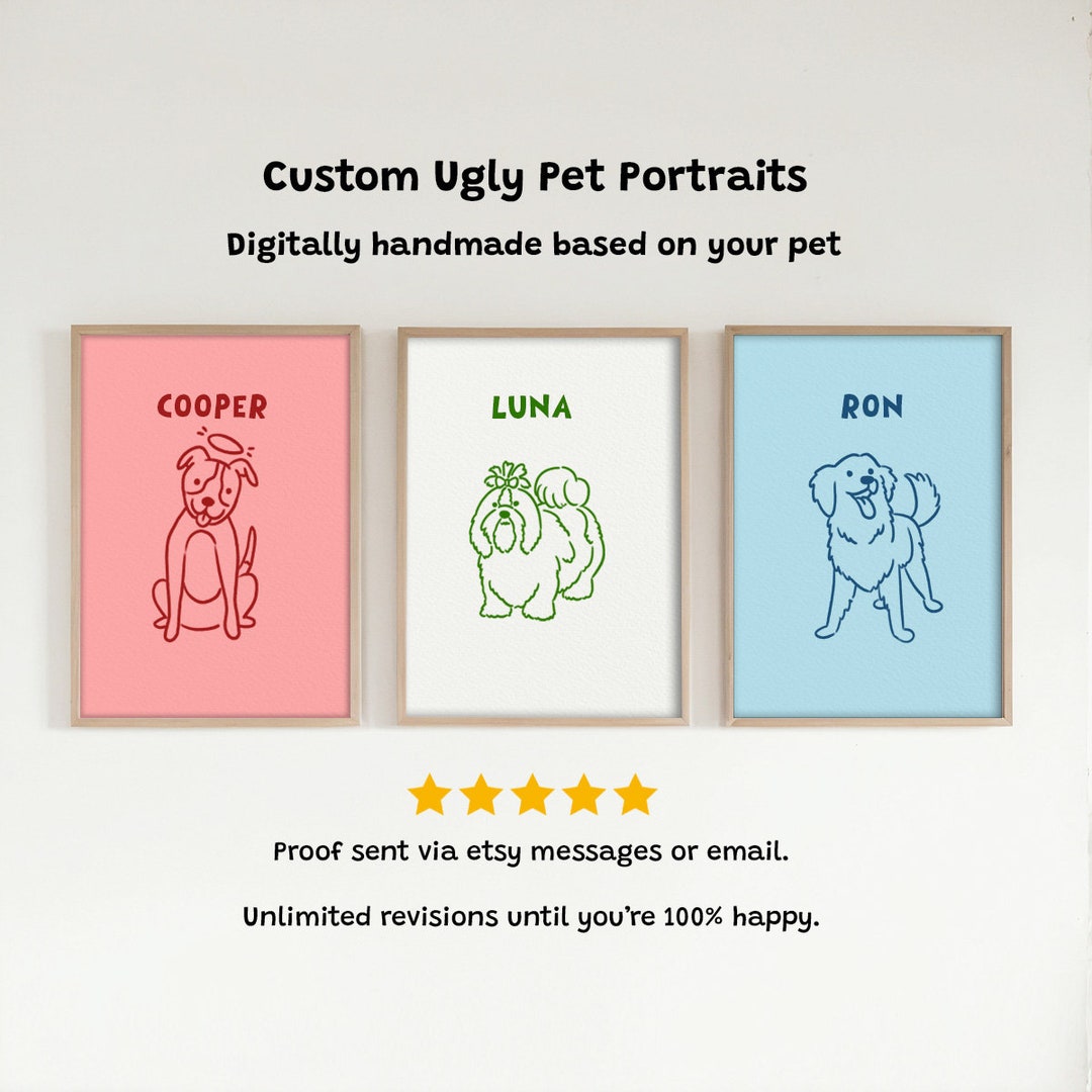 Custom Badly Drawn Pet Portrait Custom Dog Portrait Digital Printable ...