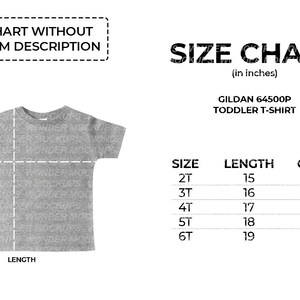 Gildan 64500P Toddler T Shirt Size Chart Gildan Size Chart - Etsy UK