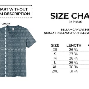 bella canvas v neck size chart