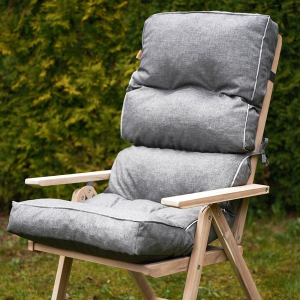 Garden Chair Pillow Sun Lounger Cushion Pad Replacement Chair Seat Garden Outdoor / light grey