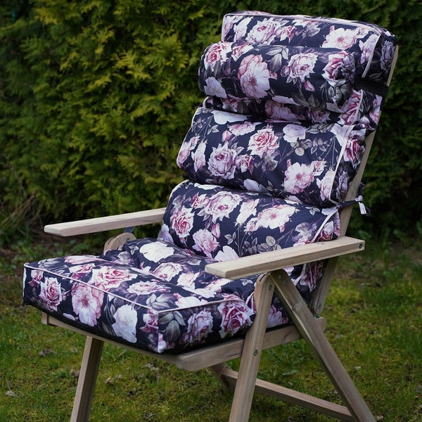 Garden Chair Pillow Sun Lounger Cushion Pad Replacement Chair Seat Garden Outdoor / roses