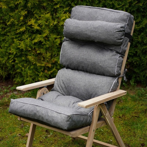 Chaise de jardin oreiller chaise longue coussin coussin remplacement chaise siège jardin extérieur / gris foncé