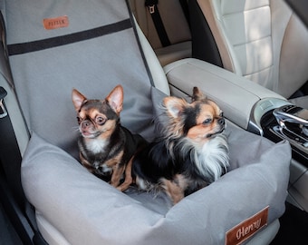 DOG car SEAT dog carrier waterproof bed pet car seat dog bed PERSONALIZED dog seatcover /light grey