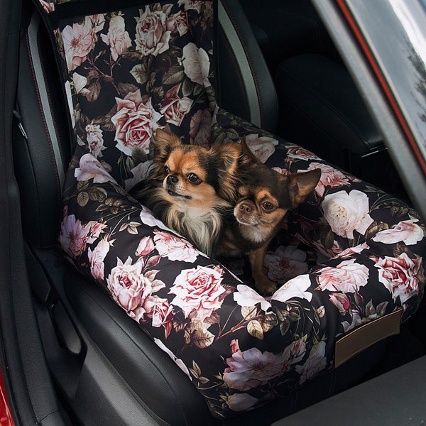DOG car SEAT dog carrier waterproof bed pet car seat dog bed PERSONALIZED dog seatcover / roses