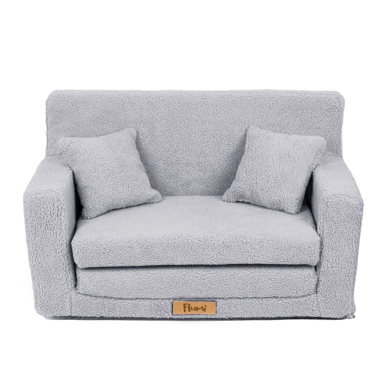 Mini sofa hand made personalised bed for children teddy Grey