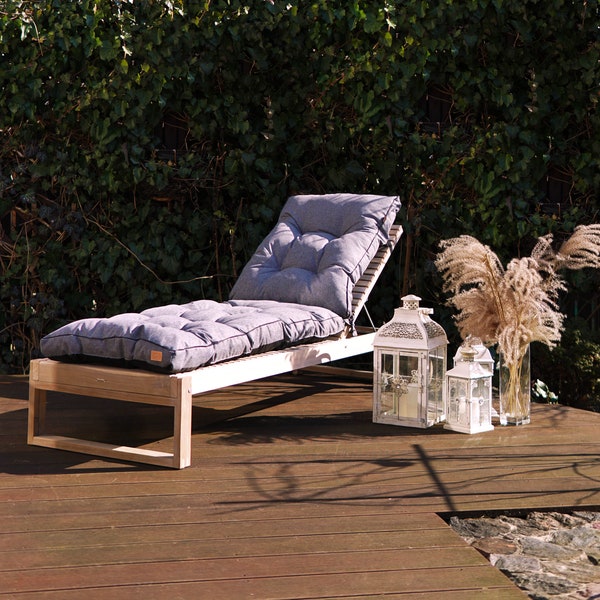 Sun Lounger Cushion Pad Replacement Chair Seat Garden Outdoor / light grey