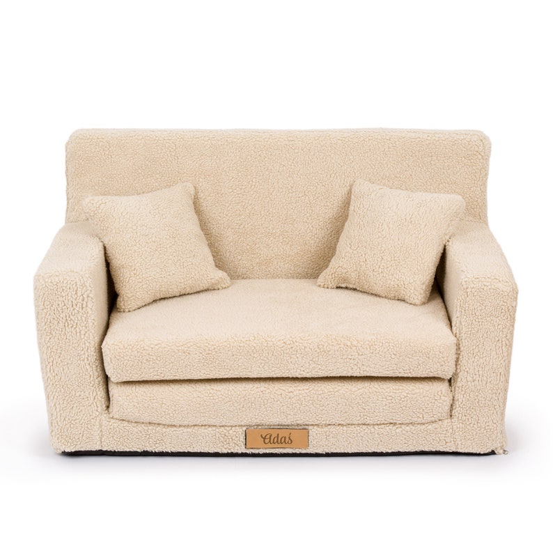 Mini Sofa handgefertigtes personalisiertes Bett für Kinder Dark beige