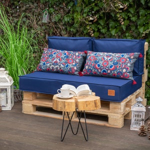 Garden cushions for euro palette 120x80x15 outdoor pillow/navy image 1