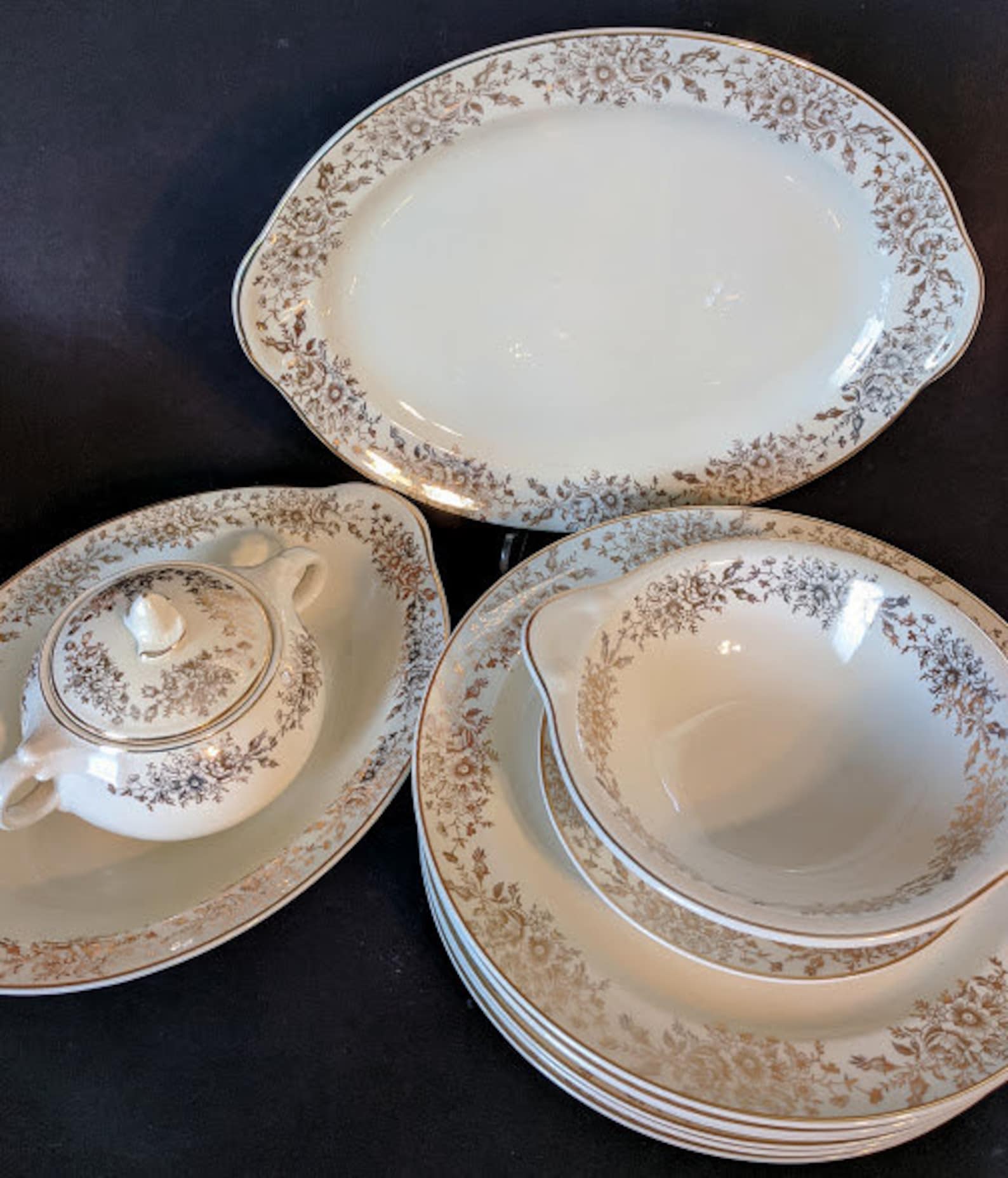 Taylor Smith Taylor Vintage China Gold Floral Sprays Dinner Etsy