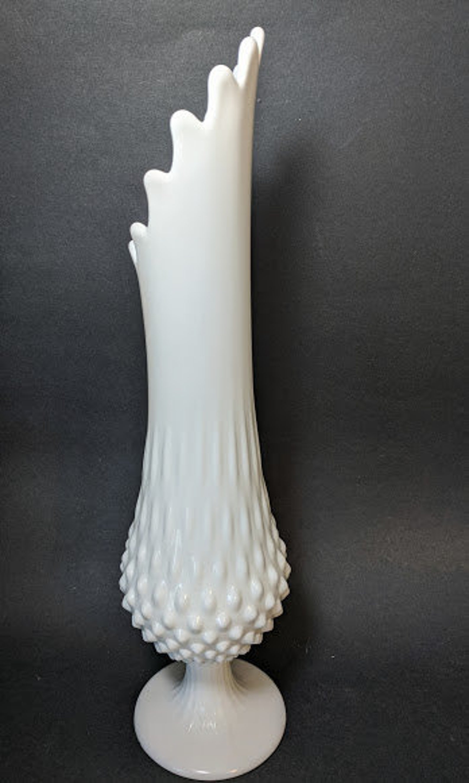 Fenton Milk Glass Vase Swung Stretch Hobnail Vase Footed Etsy