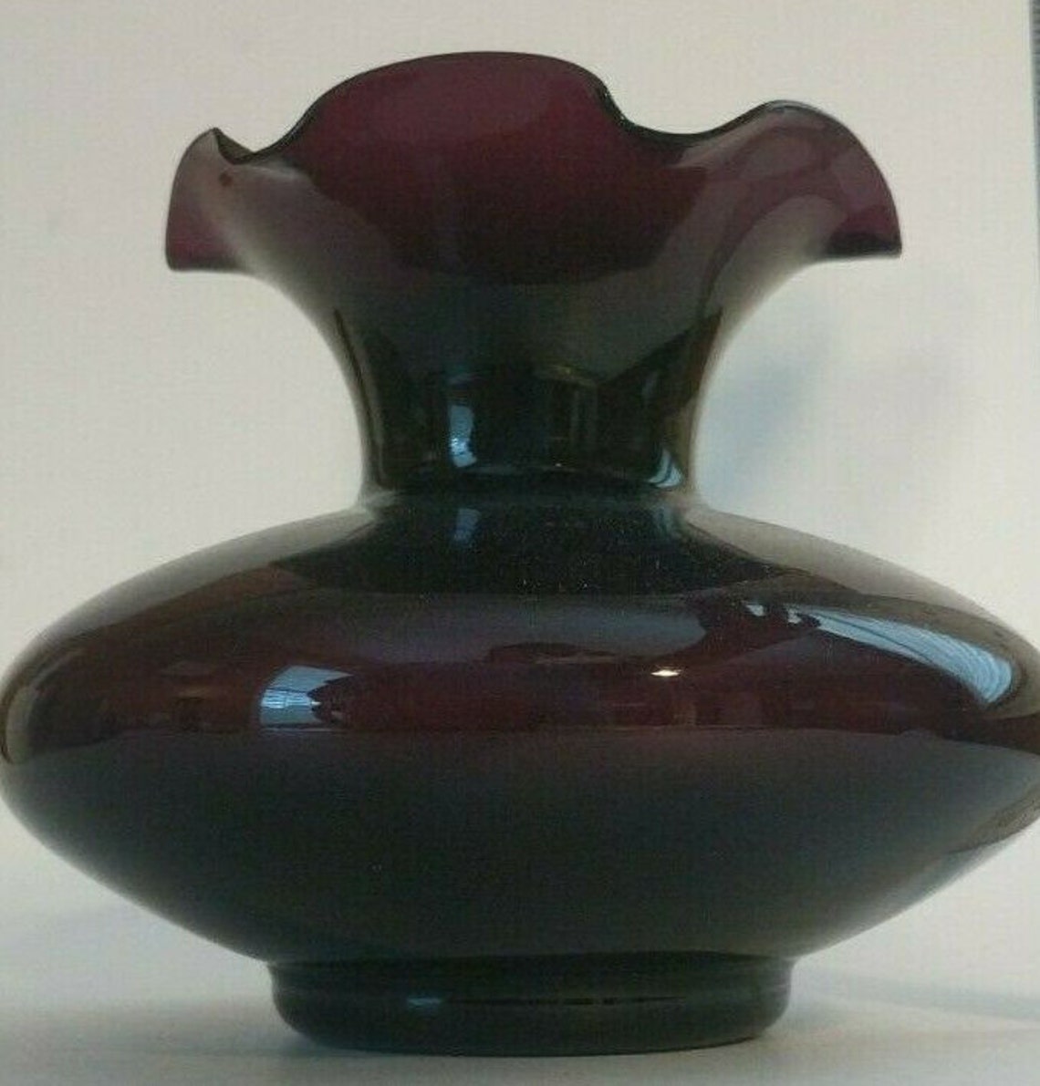Amethyst Glass Vase Ruffled Fluted Top Dark Purple or Plum Etsy
