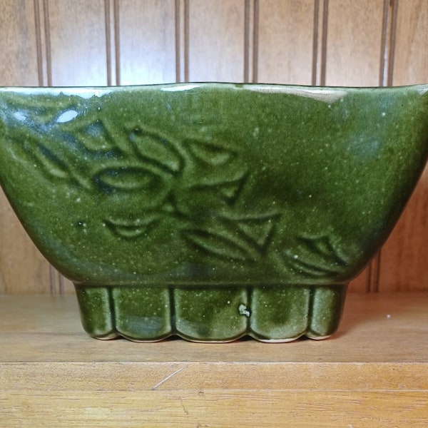 Green Pottery Planter by Cookson Pottery C P 4806, Vintage Rectangular Succulent Herb Planter, Vintage Boho Decor, Mid Century Modern