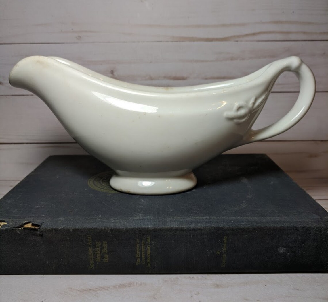Hall Pottery Gravy Boat White Ironstone Restaurant Ware Etsy
