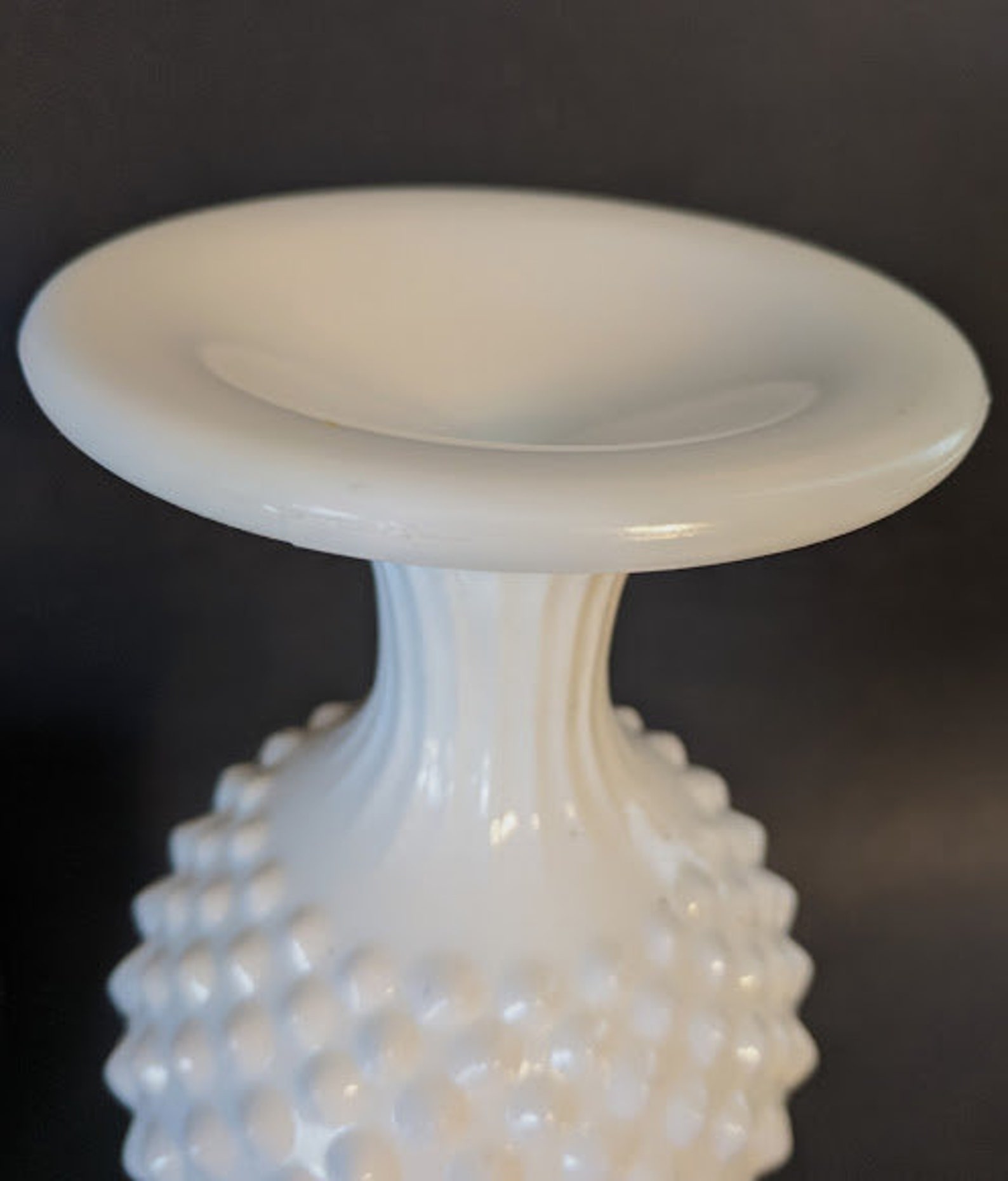 Fenton Milk Glass Vase Swung Stretch Hobnail Vase Footed Etsy