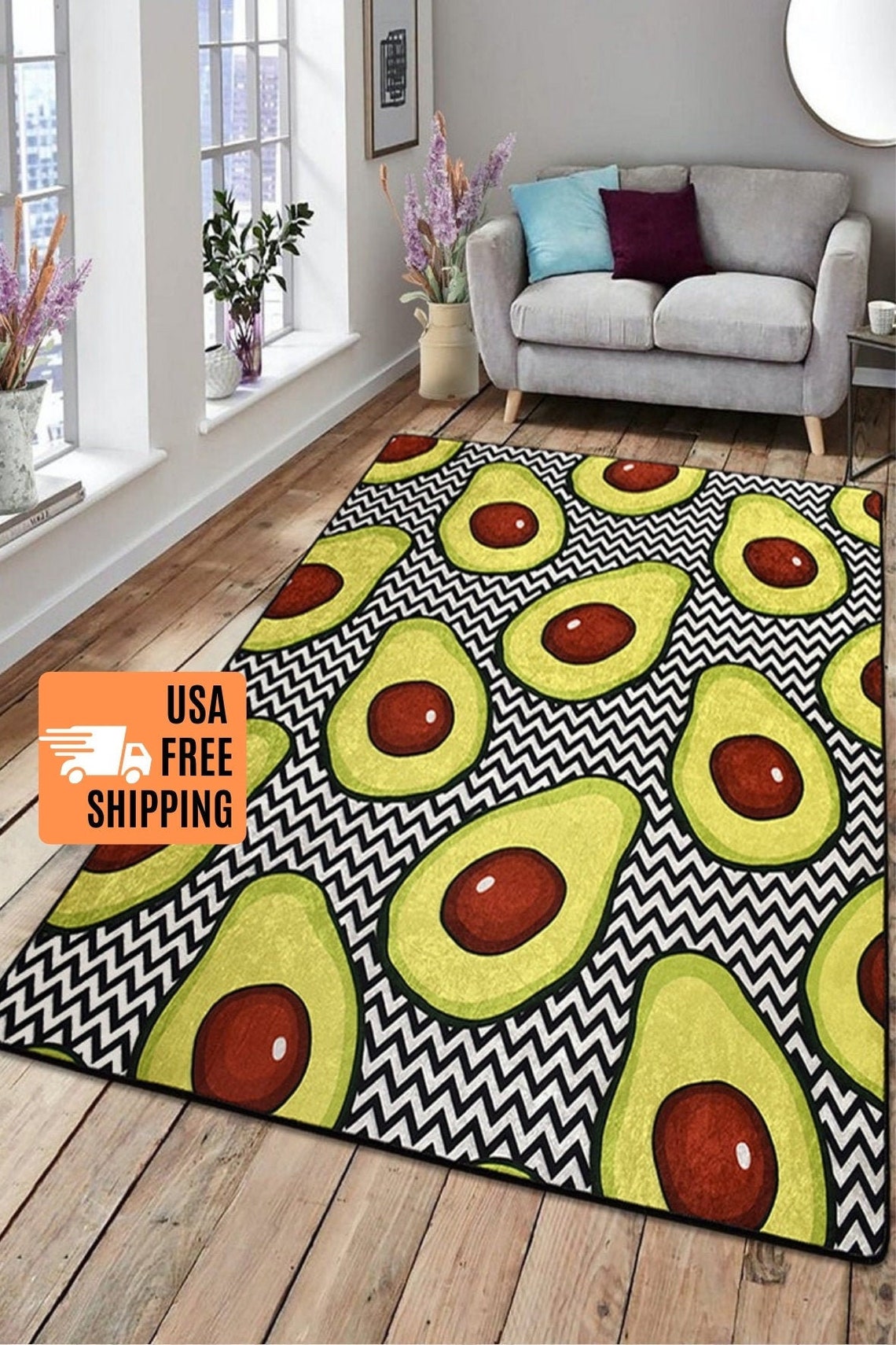 AVOCADO AREA RUG Kitchen Rug Gifts for Chefs Funny Kitchen Etsy
