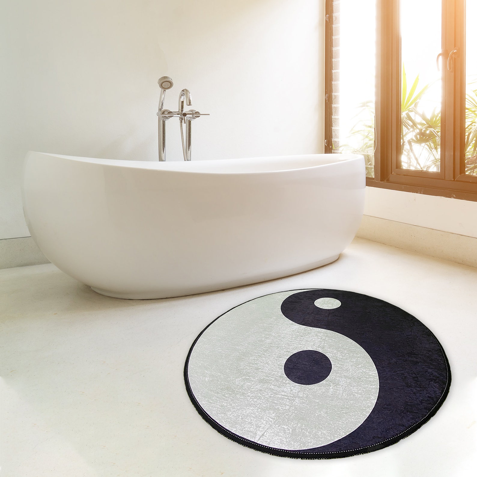 Yin and Yang Circle Digital Rug Black&white Yinyang Digital Etsy