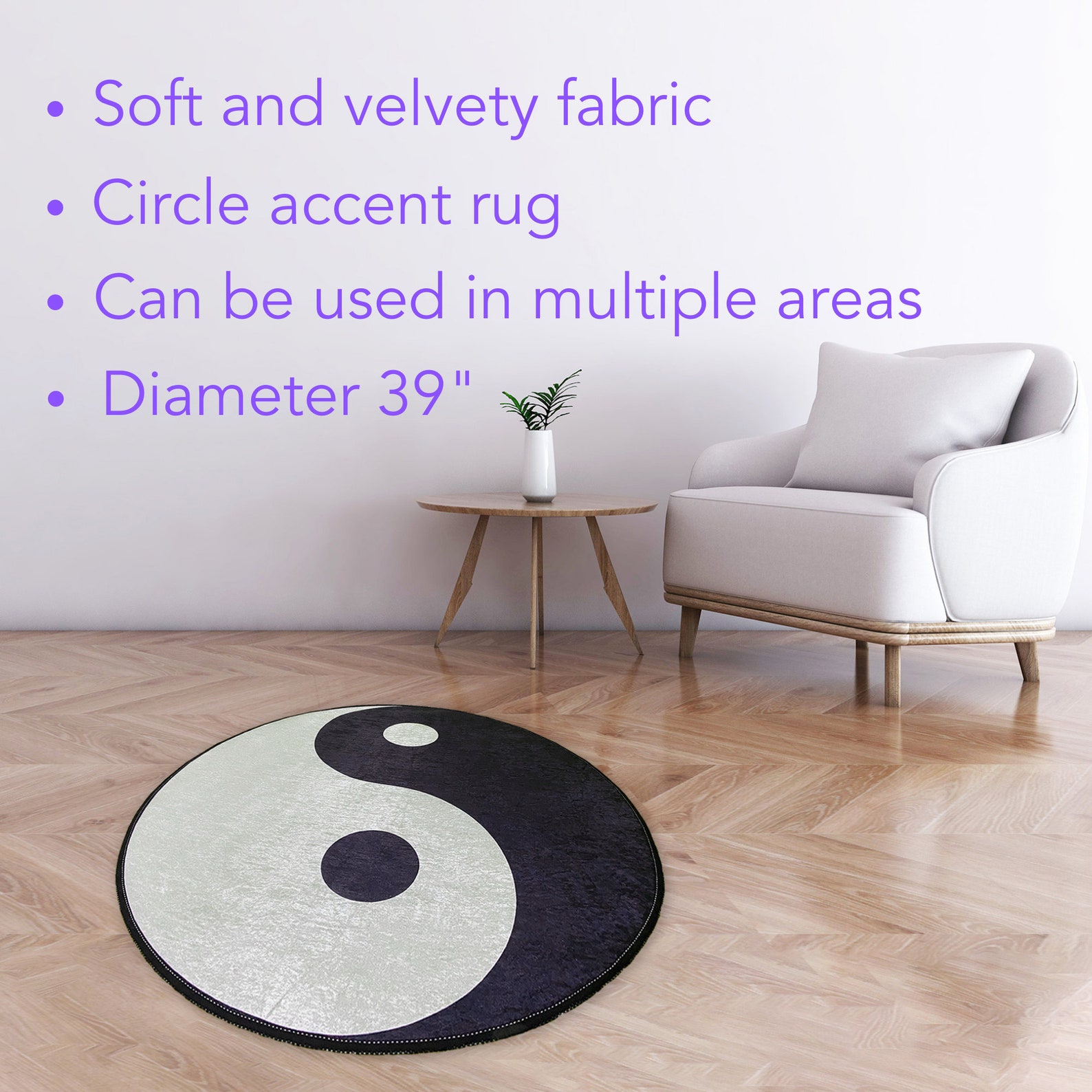 Yin and Yang Circle Digital Rug Black&white Yinyang Digital Etsy