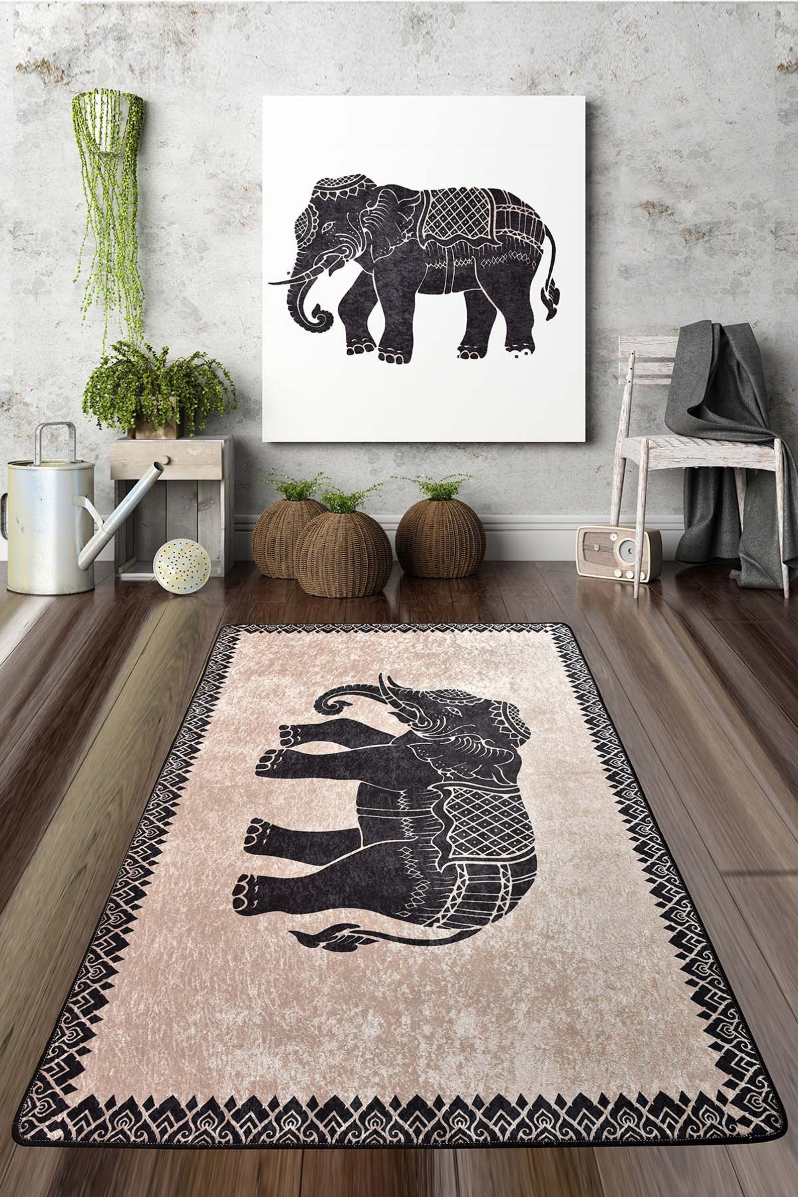 ELEPHANT AREA RUG / digital print rug elephant design rug Etsy
